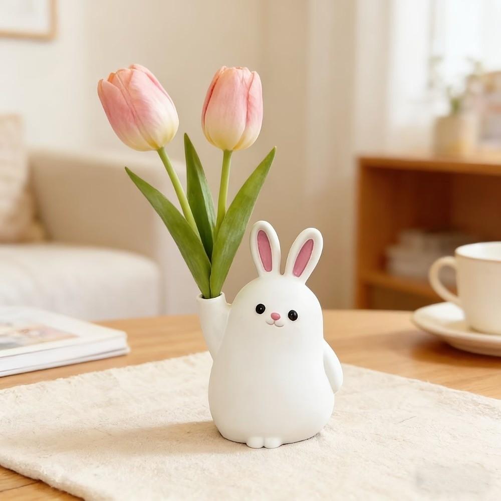 3D Printed Plastic Rabbit Vase Cartoon Desktop Ornament Succulent Planter Gift for Plant Lovers