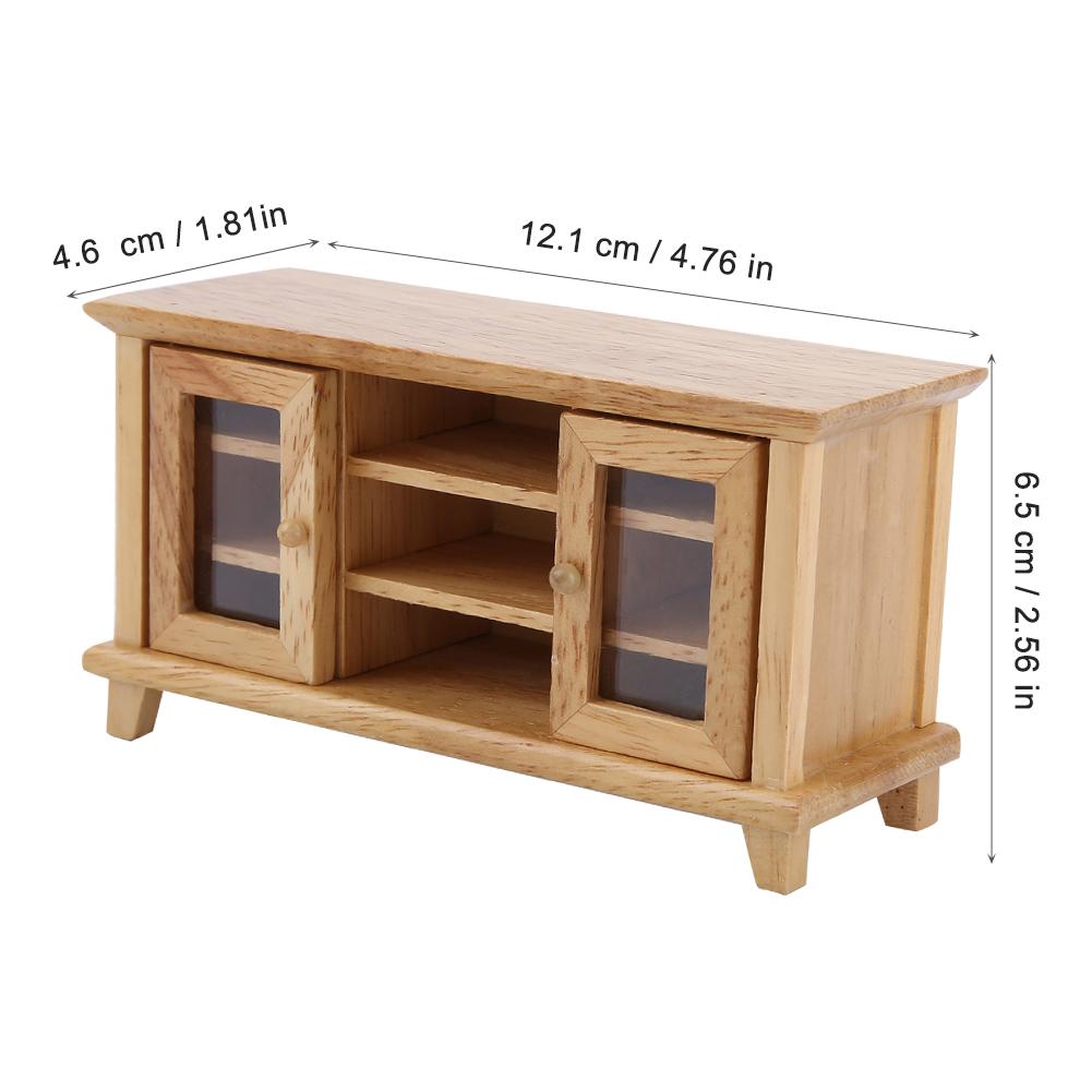 1:12 Scale Storage TV Cabinet ature Wooden Furniture Children Gift White