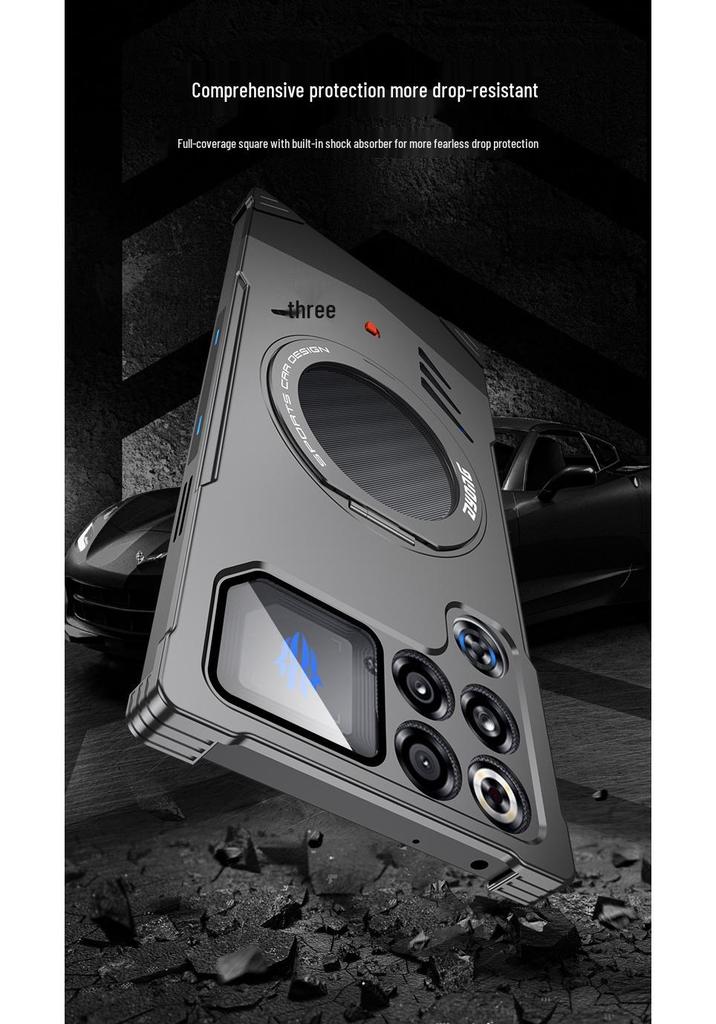 Металлический чехол-накладка RedMagic 11s Pro+ для телефона: Прочный, Ударопрочный, с вращающейся подставкой в виде спортивной машины