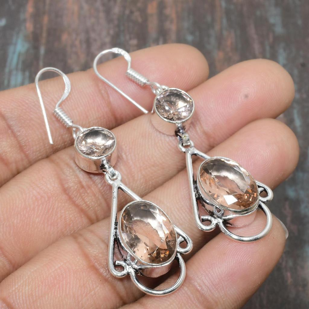 Ювелирные серьги ручной работы из стерлингового серебра 925 пробы с морганитом из драгоценного камня для женщин