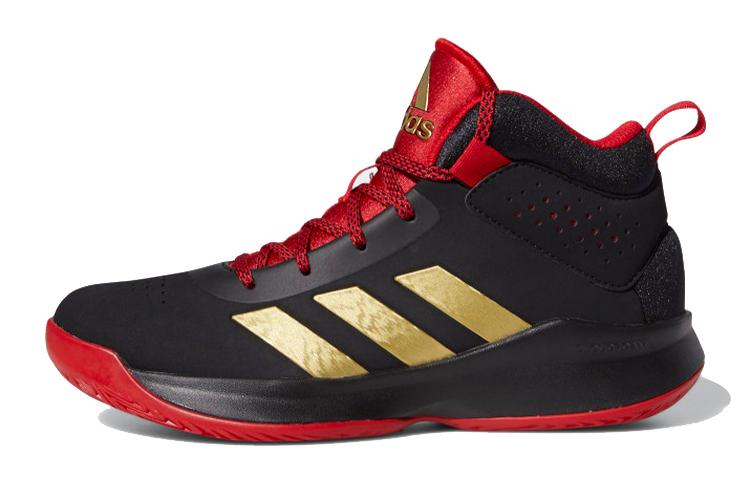 adidas Кросс Эм Ап 5 Дышащие Средние Винтажные Баскетбольные Кроссовки Черно-Красные Золотые Детские FZ1475