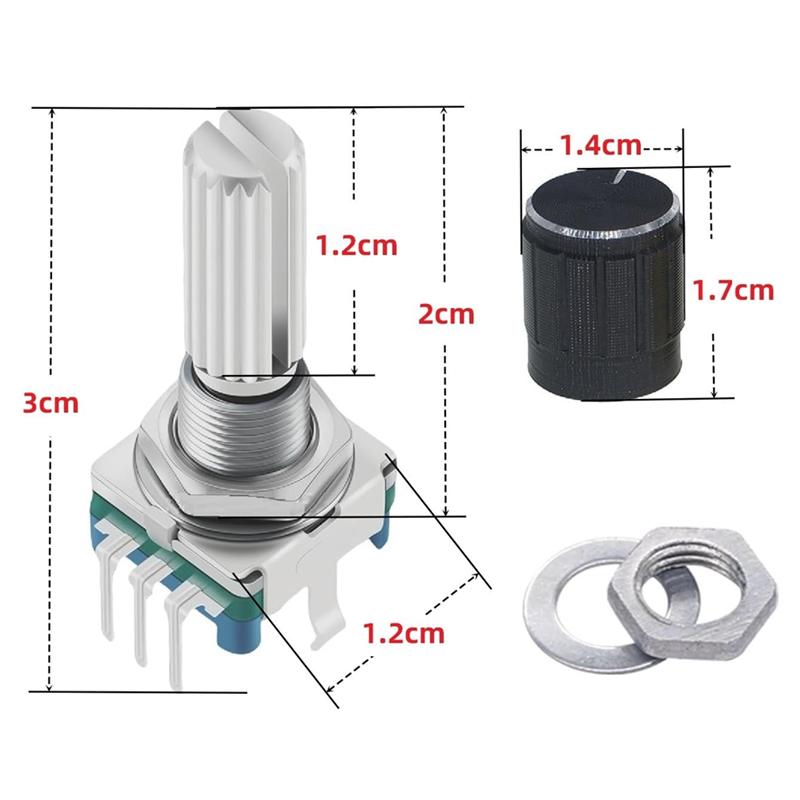 A03F-360 Degree Rotary Encoder Code Switch 6Pcs Digital Potentiometer With Push Button 5 Pins EC11 Amplifier Digital Potentiomet