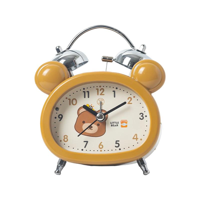 Alarm clock students use wake-up artifact cartoon children bear rabbit bell alarm clock bedroom night light silent clock