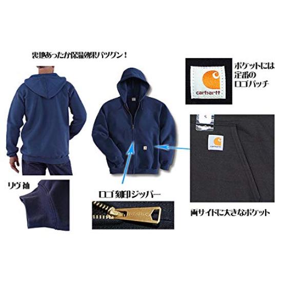 Carhartt K122 Midweight Hooded Zip Front Sweatshirt in Dark and Black Red, Heather, Gray, Navy, (M, Black) [Used]