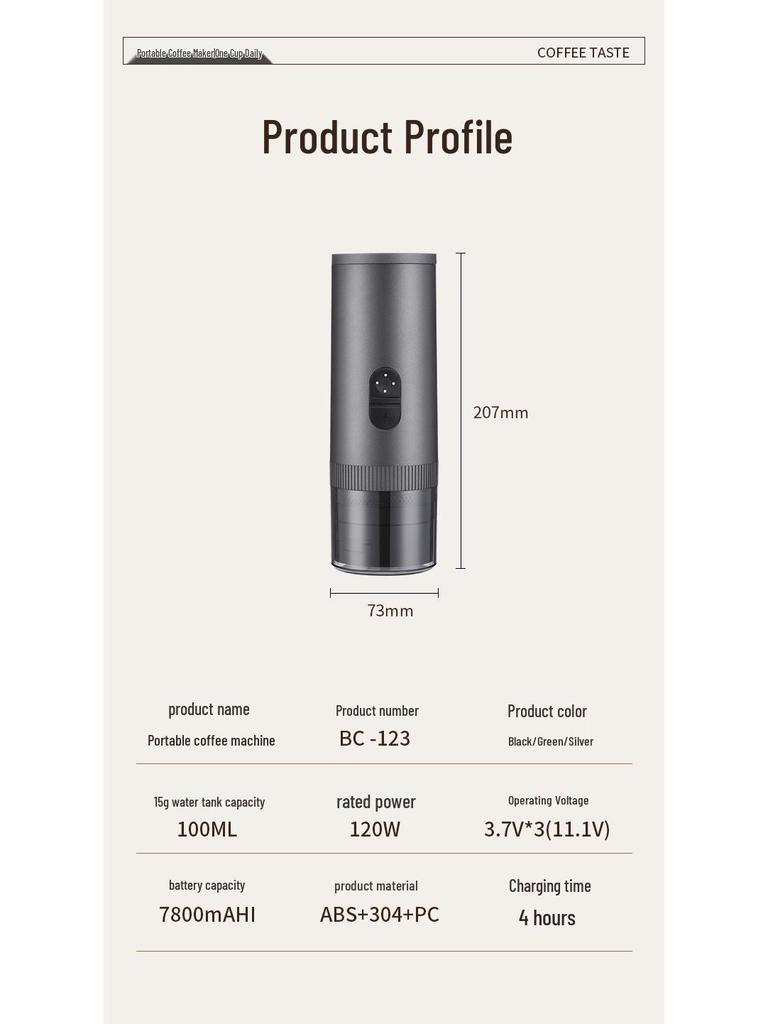 Portable Electric Espresso Machine with Digital Display for Travel