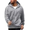 Men Sweatshirt Coat Hooded Long Sleeve Zipper Closure Hoodie Coat with Schoolbag Design Solid Color Loose Fit Outerwear