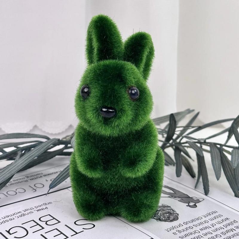1/3/5/10/20 шт. Пасхальный кролик Зеленый флокированный 3D Статуэтка кролика из мха Простая Креативная Садовая декорация Праздничный подарок Украшение кролика