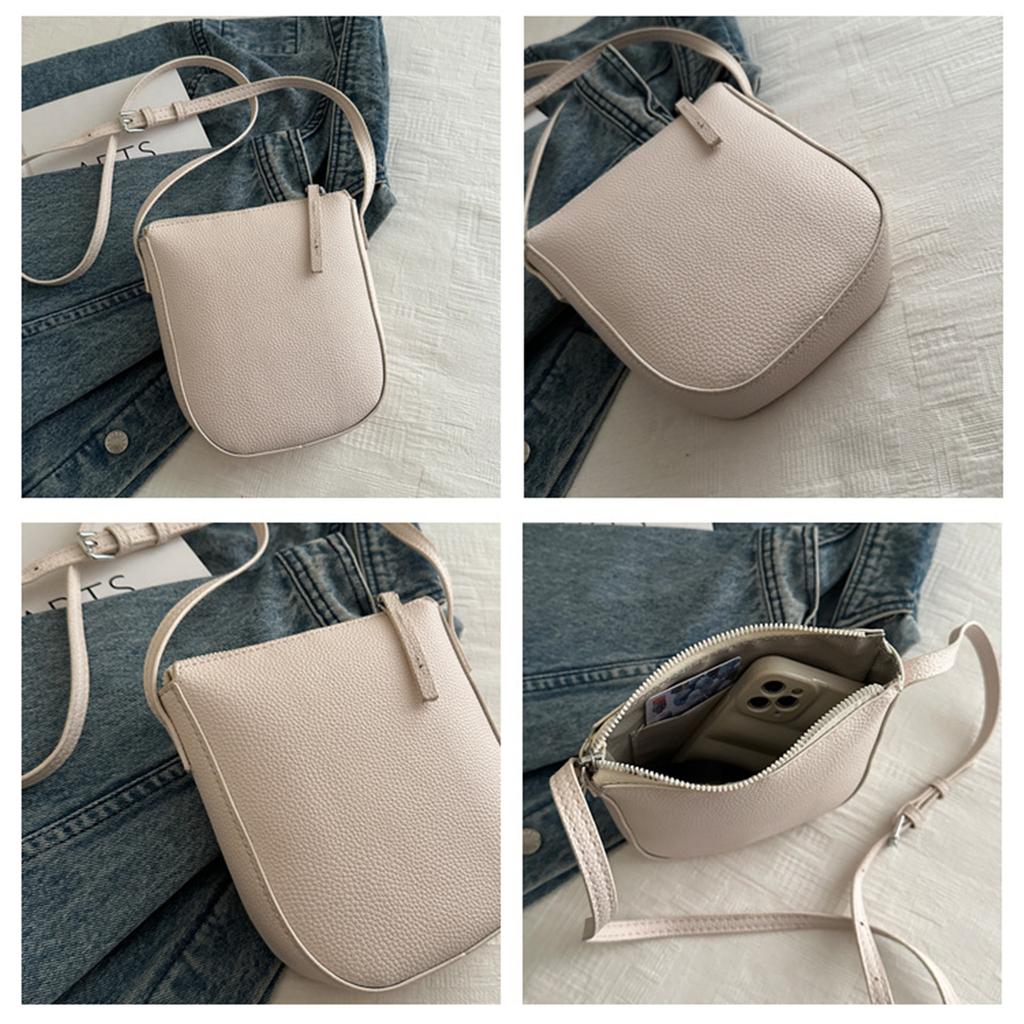 Pattern Shoulder Bag New Zipper Solid Color Crossbody Bag Genuine Leather Phone Bag Ladies New