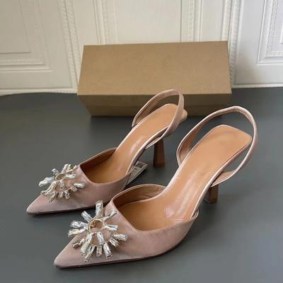 Новые изысканные женские босоножки на высоком каблуке, простые модные универсальные босоножки, тонкий каблук, неглубокий носок, сандалии ZA