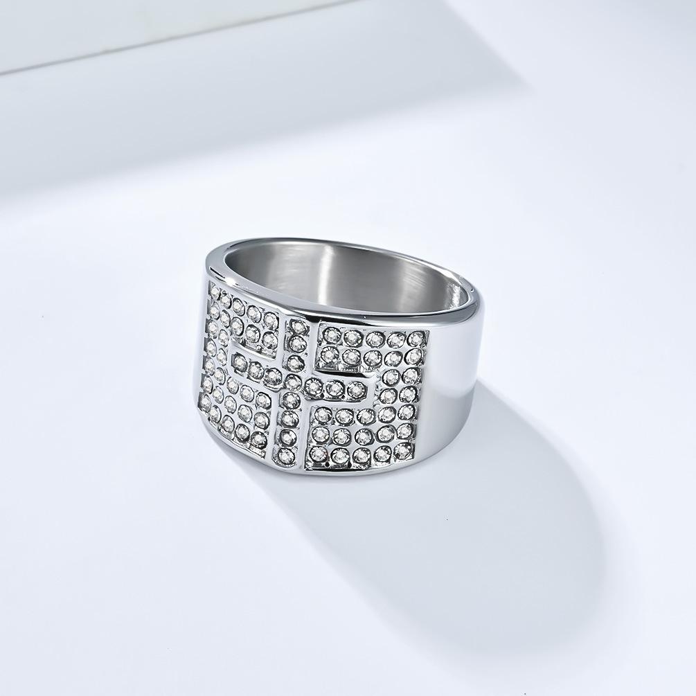 Популярное мужское кольцо из нержавеющей стали с бриллиантовым покрытием в виде креста, европейский и американский хип-хоп, персонализированный аксессуар