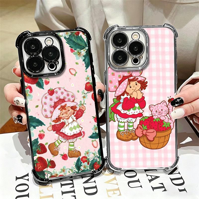 Мягкий чехол для телефона Клубничный Ш-Шорткейк Для iPhone 15 16 17 Air 14 Pro Max 16E Plus 13 12 Mini Покрытие Защита от падения Fundas