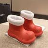 Зимние теплые дождевые сапоги для женщин, для улицы, на флисовой подкладке, съемные, водонепроницаемые ботинки-клоуны, толстая подошва, износостойкие, нескользящие зимние сапоги