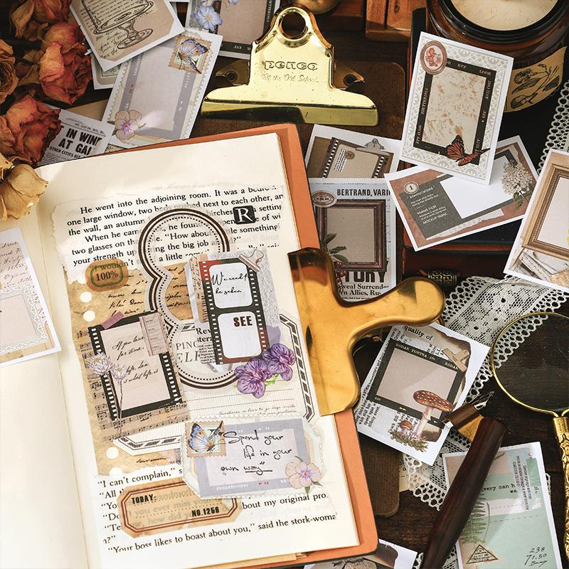 50Pcs Aesthetic Vintage Collage Stickers Book Retro Decorative Paper Stickers For DIY Scrapbooking Journal