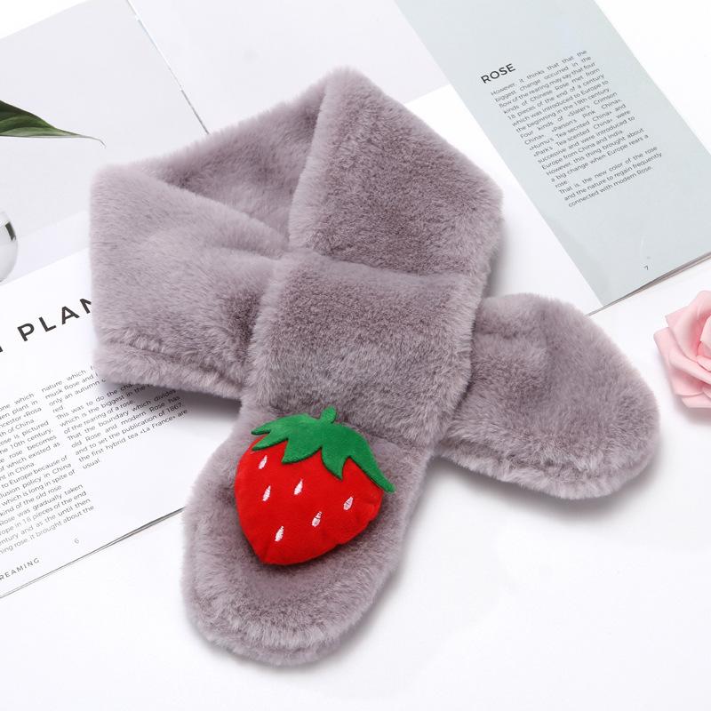 Детский шарф зимний мультяшный плюшевый детский шарф для мальчиков и девочек теплый крест имитация кроличьей шерсти детский шейный платок