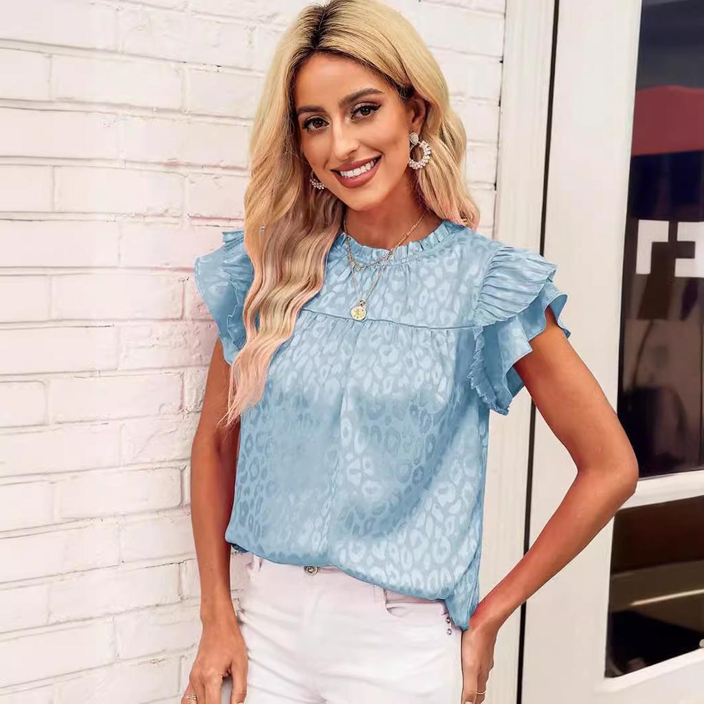 IHUASU Женская летняя мода, универсальный топ с принтом в виде лотоса и волнистым вырезом