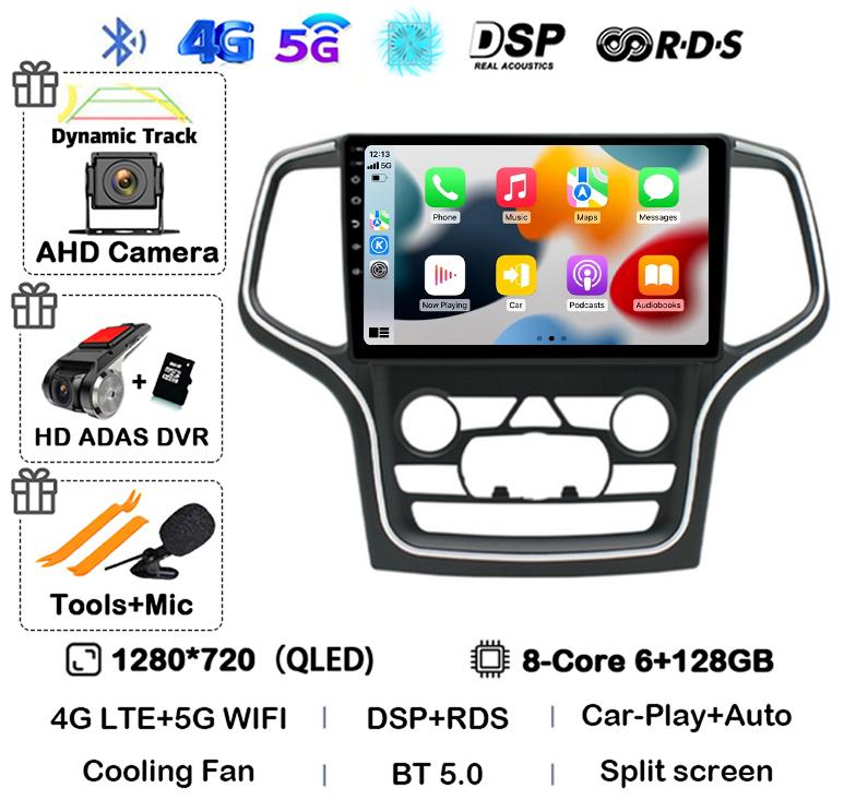 Android 14 беспроводной Carplay Auto 4G+WIFI для Jeep Grand Cherokee WK2 2014-2017 навигация GPS автомобильный радиоприемник мультимедиа видеоплеер