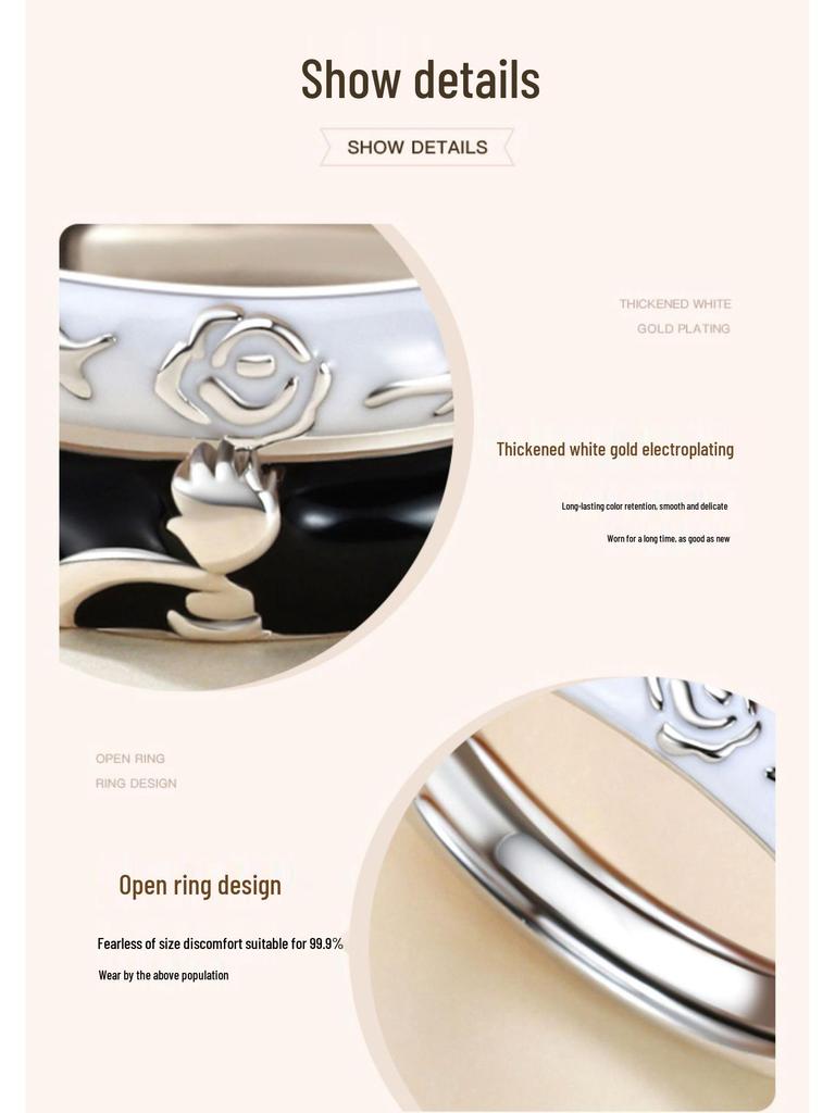 Кольца для пары «Маленький принц и роза» из стерлингового серебра - Уникальный дизайн, подарок для девушки