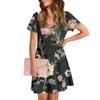 Women's Casual And Fashionable V-neck Short Sleeve Printing Mid Length Dress