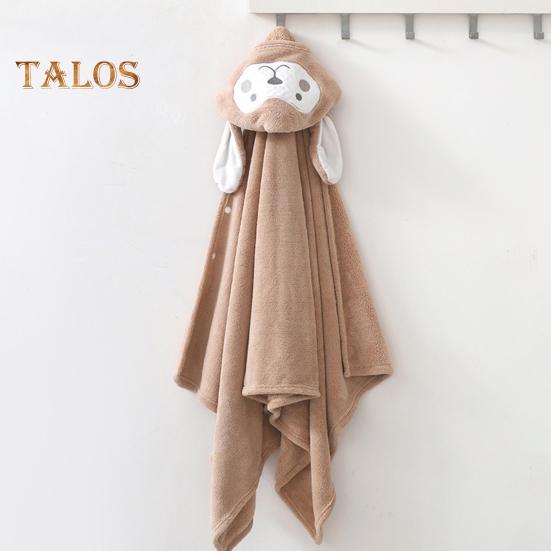 Детское полотенце с капюшоном, застегивающееся на пуговицы, впитывающий банный халат с изображением животных из мультфильмов, коралловый бархатный плащ, полотенце для девочек, мальчиков, малышей, для домашнего использования в бассейне