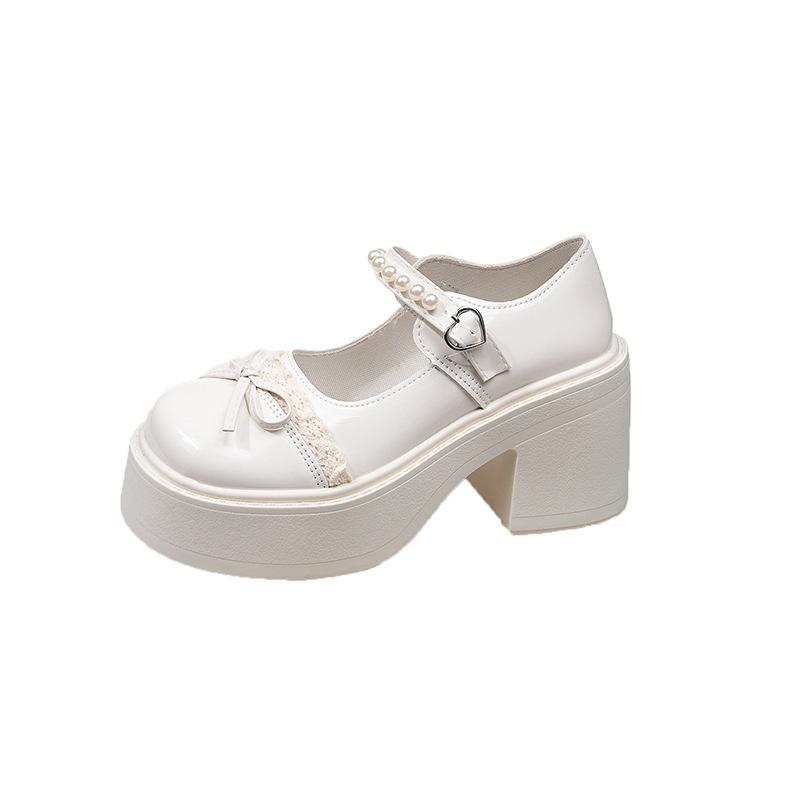 Skirt small fragrant wind thick sole with 2025 spring and summer new muffin Mary French Jane single shoes women's pearl jk small leather shoes