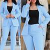 2 шт./комплект женский формальный пиджак брюки комплект отложной воротник двубортный с длинными рукавами