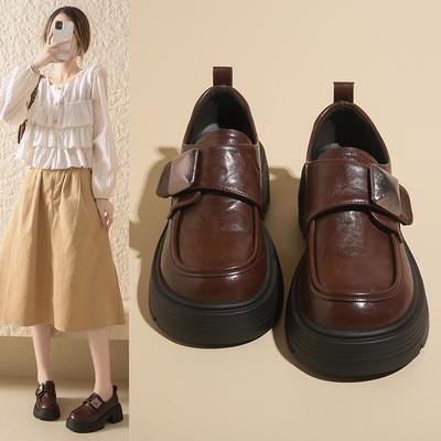 Черные туфли на платформе в британском стиле, маленькие кожаные туфли, женские лоферы на платформе, новая популярная обувь 2025 года, универсальные одинарные туфли jk