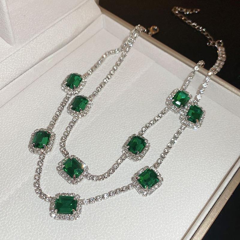 Роскошные серьги-колье для женщин, темно-синие, зеленые серьги, свадебные комплекты ювелирных изделий для невесты