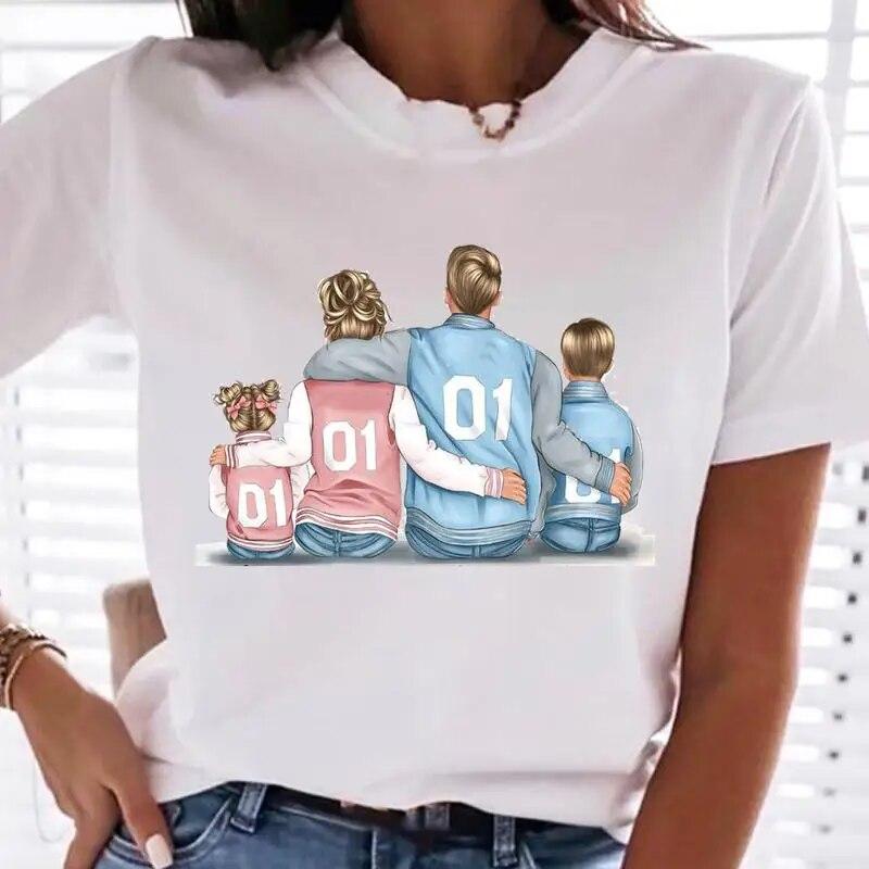 Women Family Mom Mother Mama T-shirts Female T Tee Cartoon Sweet Love Son 90s Clothes Lady Casual Shirt Graphic Tshirt Top