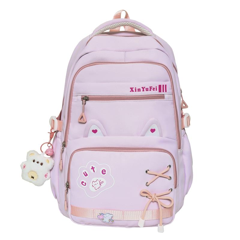 Cartoon Cat Студенческий школьный рюкзак женский легкий рюкзак с несколькими отделениями большой емкости