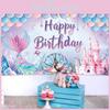 Themed Print Mermaid Design Birthday Decoration Background Cloth For Kids Party