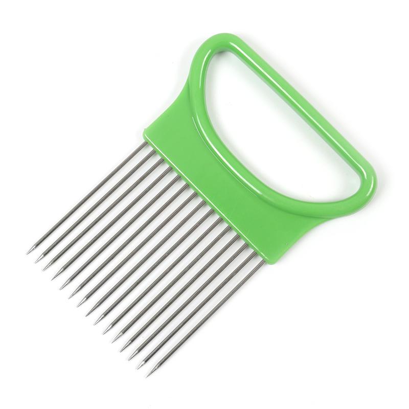 Handy Stainless Steel Onion Holder Creative Kitchen Tool Vegetable Potato Slicing Kitchen Gadget Meat Cutting Needle