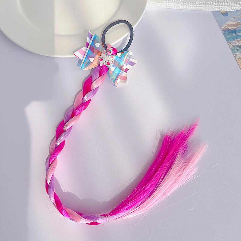 Милые парики, хвостик для детей, девочек ярких цветов, мультяшный бант-бабочка, хвостик, резинки для укладки волос, головные уборы, коса