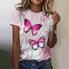 Летняя новая футболка с 3D-принтом бабочки и цветка, женская футболка с коротким рукавом, футболка Y2k Harajuku оверсайз, женская одежда