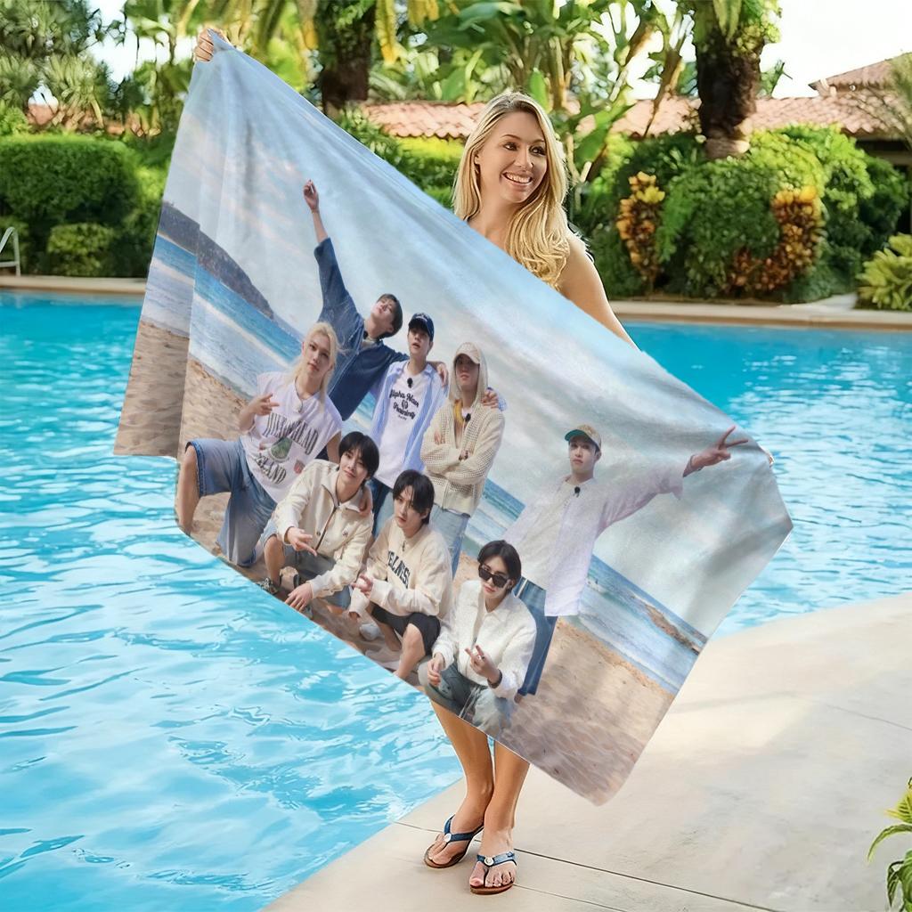 1pc S-SKZ Seaside Beach Towel Large Quick-drying Towel Suitable for Beach Yoga Pool Gym Towel Summer Gift for Friends Sand Free