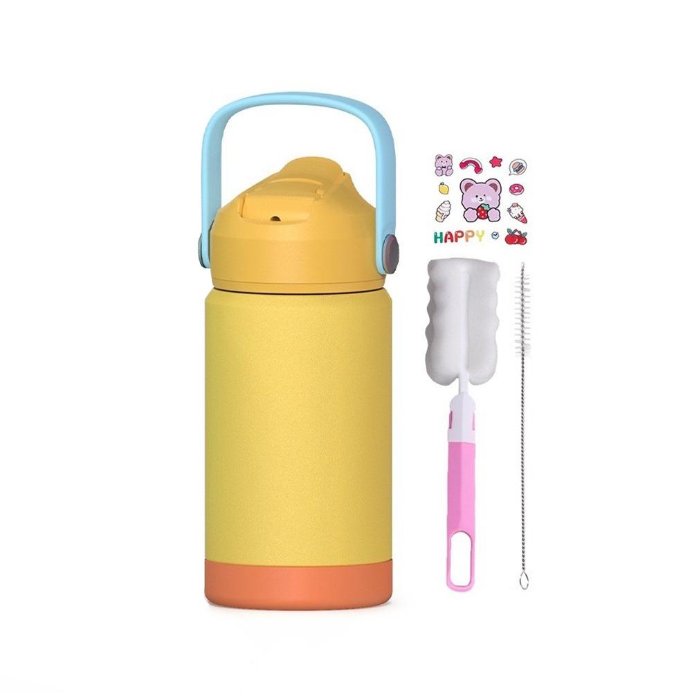 12oz/360ml Kids Thermos Cup with Handle Sports Space Kettle Cute Ceramic Straw Tumbler  For Outdoor
