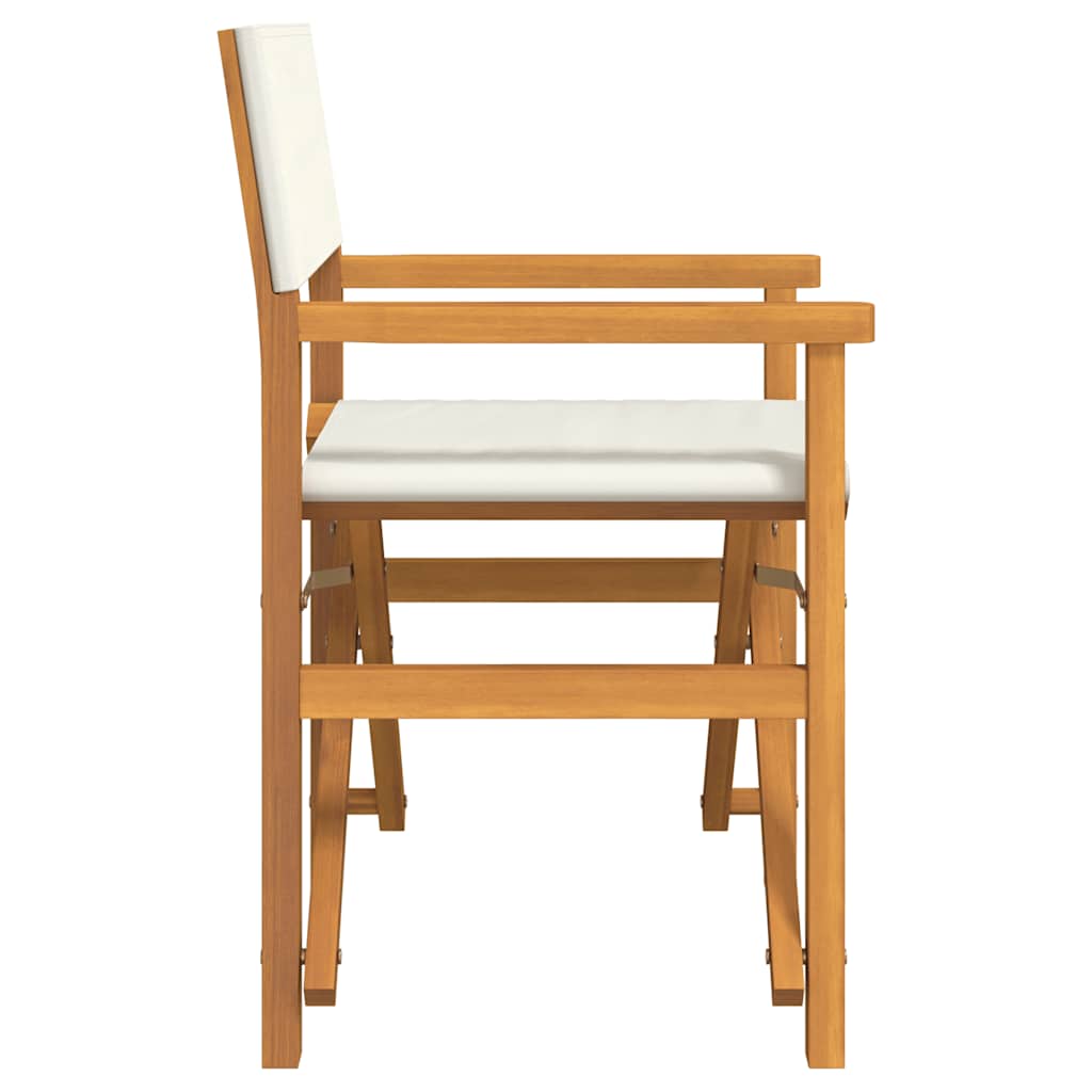 Folding Director s Chair Cream Solid Teak Wood