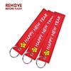Remove Before Flight Happy New Year Embroidery Woven Tag Keychain Christmas Gift