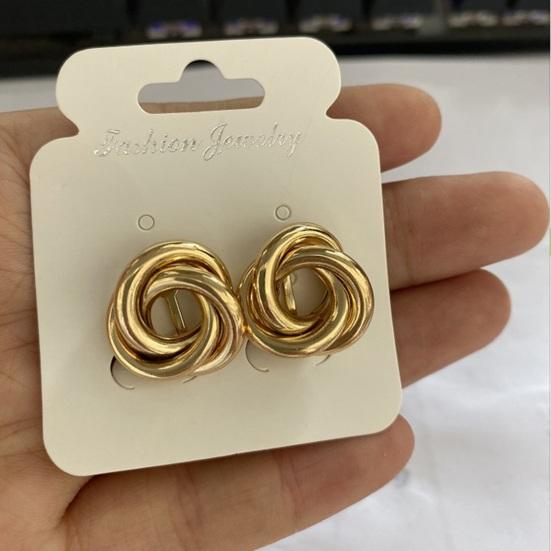 1 пара женских сережек-гвоздиков из полой металлической проволоки запутанной формы с гальваническим покрытием антиаллергенные легкие украшения для ушей ювелирные изделия для вечеринок, выпускного вечера и поездок на работу