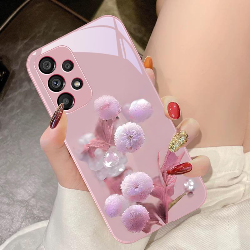 Закаленное Стекло Чехол Для Телефона Для Samsung Galaxy S10 4G S20 11E 30 S21 21Fe 22 Pro S23 Ultra 5G S8 S9 Чернильная Гора Камелия