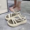 Сандалии на плоской подошве женские новинка 2025 года, верхняя одежда на мягкой подошве с юбкой в стиле принцессы, пляжная обувь с перекрестными ремешками