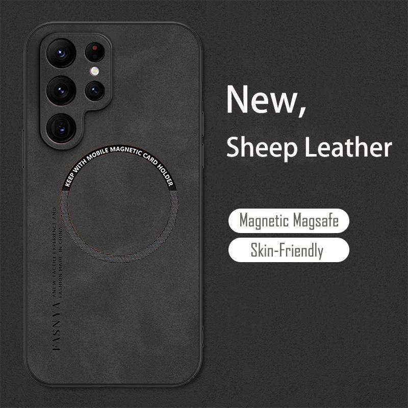 Vintage Sheepskin Magnetic Leather Soft Phone Case For Samsung Galaxy S26 S25 S24/23 Ultra Plus Note 20 Ultra Protect Back Cover