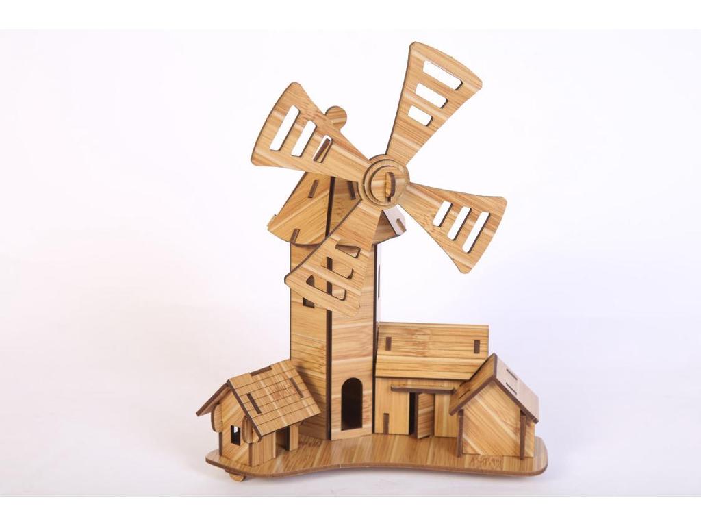Дышите свежим воздухом Голландская ветряная мельница Деревянная 3D-пазл Модель Игрушка Украшение