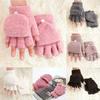 Теплые зимние варежки двойного назначения, вязаные митенки, перчатки с половинными пальцами, перчатки из кораллового флиса, трансформируемые с откидным верхом