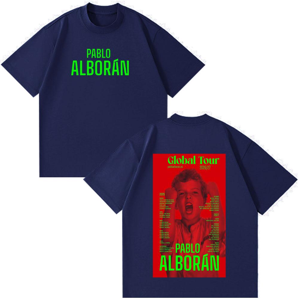 Singer Pablo Alborán Kmo Global Tour 2026 Print TShirt Men Women Hiphop Vintage Tshirts Shortsleeved Loose Aesthetic T Shirts