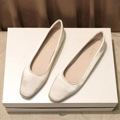 Модная обувь для женщин на низком каблуке, элегантная офисная обувь-слипоны с квадратным носком, женские балетки 2024, летние шикарные новинки, предлагающие высокое качество и моду