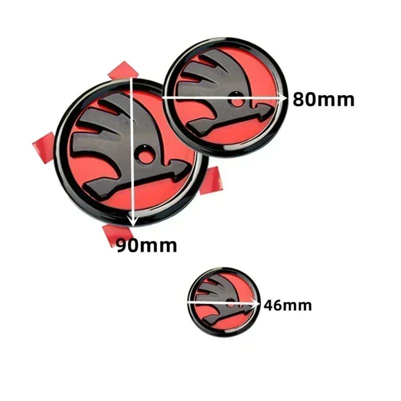 XOWS7 for Skoda 3Pcs Rapid Octavia Fabia Laura Superb 1 2 3 Kodiaq Karoq Car Front Hood Rear Trunk Emblem Steering Wheel Logo Sticker
