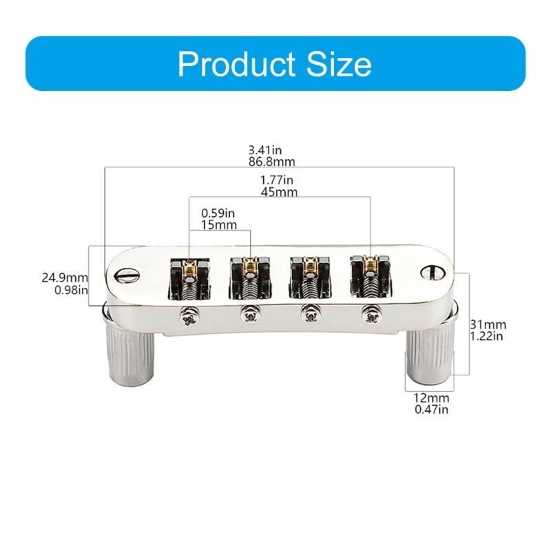 Professional Roller Saddles Guitar Bridge Replacement 4 String Guitar Bridge Roller Saddles Guitar Bridge Guitar Accessory