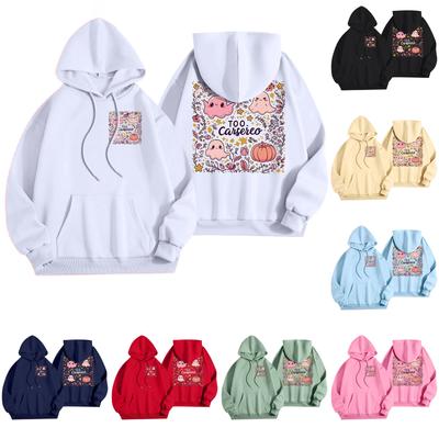 Женская повседневная модная толстовка с капюшоном и карманами с принтом на Хэллоуин