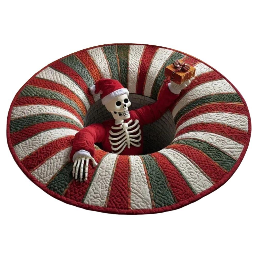 60*60cm Christmas Round Carpet 3D Special-shaped Crystal Velvet Santa Claus Floor Mat Anti-Slip Atmosphere Decoration