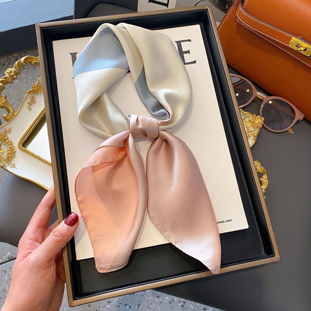 Small Silk Scarf Women'S Versatile High-End Decorative Square Scarf Professional Small Scarf Simulation Silk Korean Version Streamer Bag